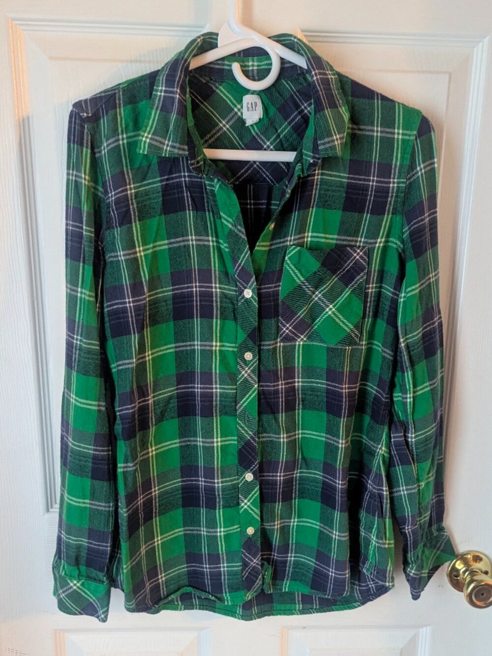 Gap green and blue flannel - s